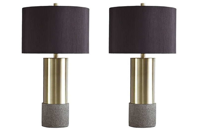 Jacek Gray/Brass Finish Table Lamp (Set of 2) - Lara FurnitureTable Lamp Pair