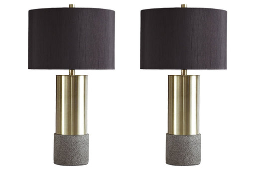 Jacek Gray/Brass Finish Table Lamp (Set of 2) - Lara FurnitureTable Lamp Pair