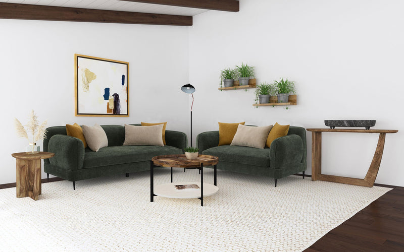 Jade Chenille Upholstered Modern Track Arm Loveseat Green - 509132