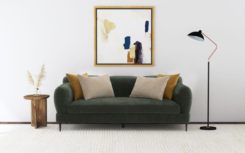 Jade Chenille Upholstered Modern Track Arm Sofa Green - 509131