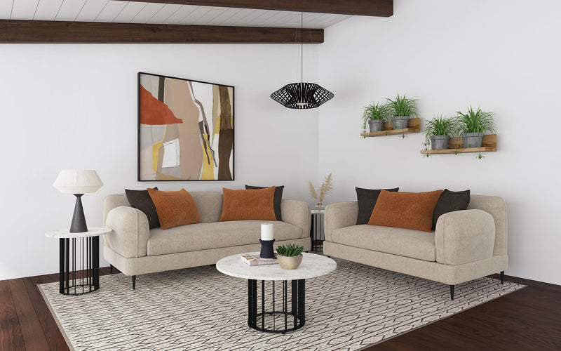 Jade Chenille Upholstered Sculpted Track Arm Loveseat Latte - 509412