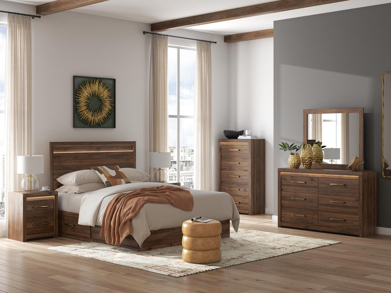 Janfyn Brown Queen Panel Bed with Storage - PCB1010B4