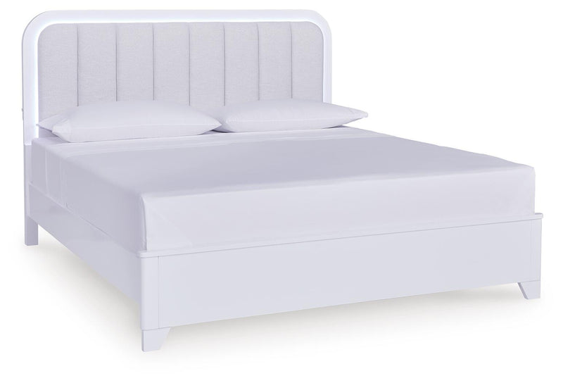 Jarlee White California King Upholstered Panel Bed - PCB392B5