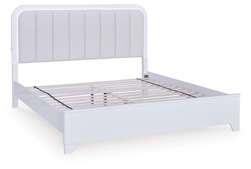 Jarlee White California King Upholstered Panel Bed - PCB392B5