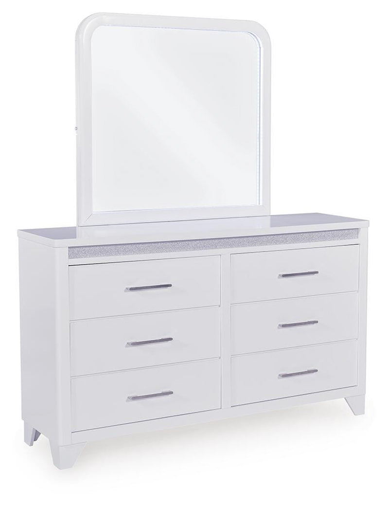 Jarlee White Dresser and Mirror - PCB392B1