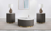Jason 3-piece Round White Marble Coffee Table Set Charcoal - 710418-S3