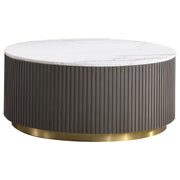 Jason 3-piece Round White Marble Coffee Table Set Charcoal - 710418-S3
