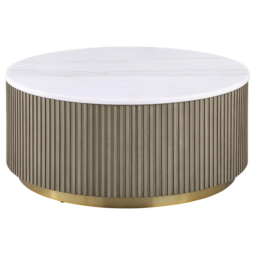 Jason Round White Marble Top Coffee Table Greige - 711418