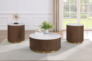 Jason Round White Marble Top Coffee Table Honey Brown - 712418