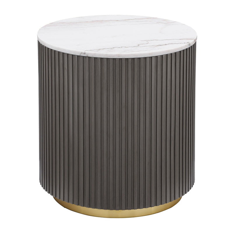 Jason Round White Marble Top Side End Table Charcoal - 710417