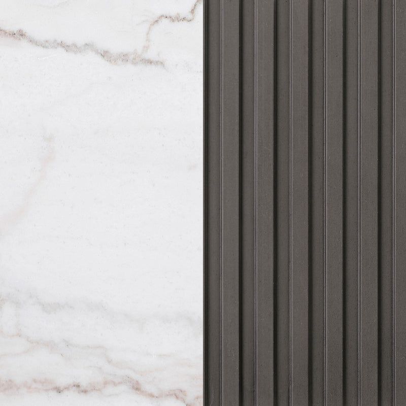 Jason Round White Marble Top Side End Table Charcoal - 710417