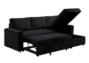 Jayla - Black Reversible Sectional with pull-out bed and storage chaise - S342-Sectional