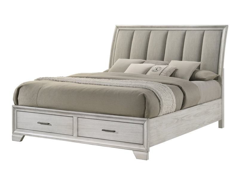 Jaymes White Mist King Footboard Storage Platform Bed - Lara FurnitureKing Bed