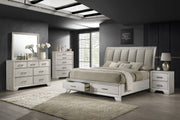 Jaymes White Mist Queen Footboard Storage Platform Bed - Lara FurnitureQueen Bed