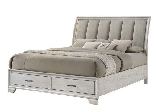 Jaymes White Mist Queen Footboard Storage Platform Bed - Lara FurnitureQueen Bed