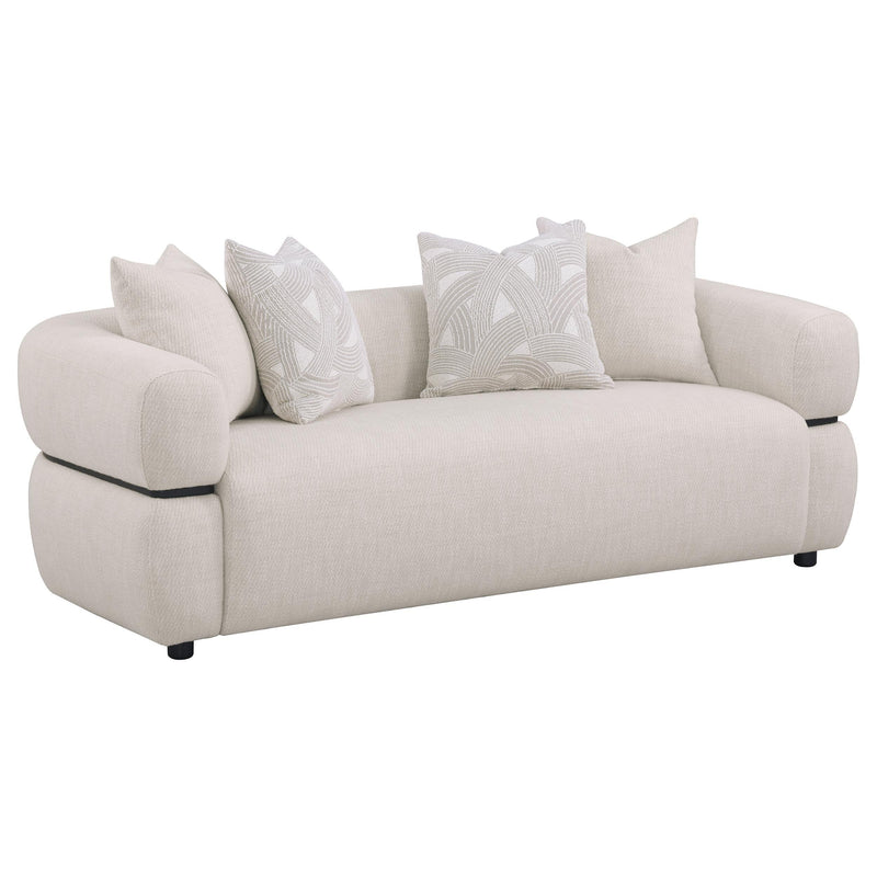 Jeanette 2-piece Fabric Upholstered Round Arm Sofa Set Beige - 508961-S2