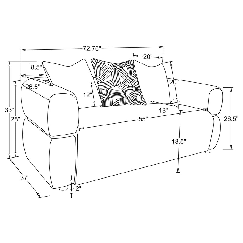 Jeanette 3-piece Fabric Upholstered Round Arm Sofa Set Beige - 508961-S3