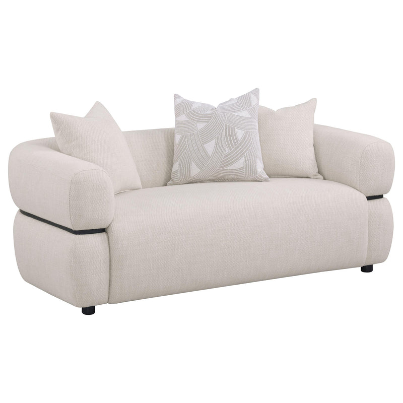 Jeanette 73-inch Fabric Upholstered Round Arm Loveseat Beige - 508962