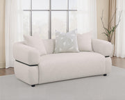 Jeanette 73-inch Fabric Upholstered Round Arm Loveseat Beige - 508962