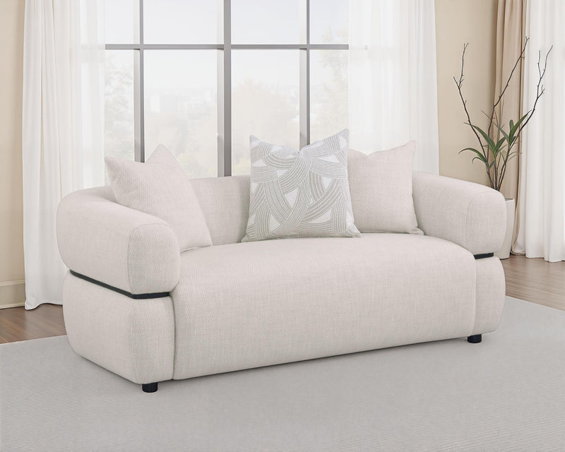 Jeanette 73-inch Fabric Upholstered Round Arm Loveseat Beige - 508962