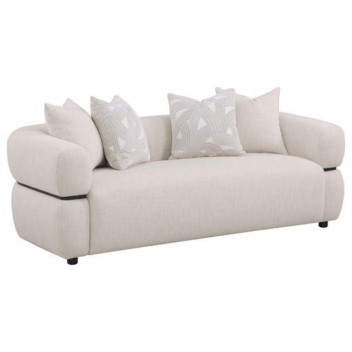 Jeanette 84-inch Fabric Upholstered Round Arm Sofa Beige - 508961