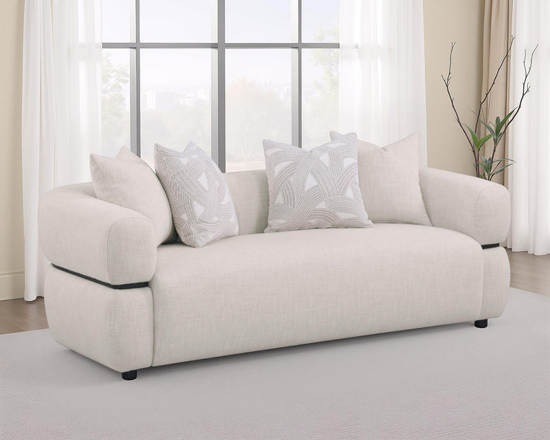 Jeanette 84-inch Fabric Upholstered Round Arm Sofa Beige - 508961
