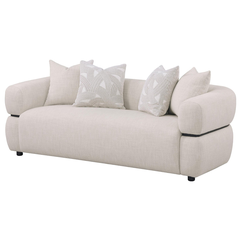 Jeanette 84-inch Fabric Upholstered Round Arm Sofa Beige - 508961