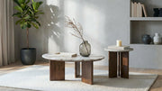 Jenna 2-piece Round Marble Top Coffee Table Set Brown - 706168-S2