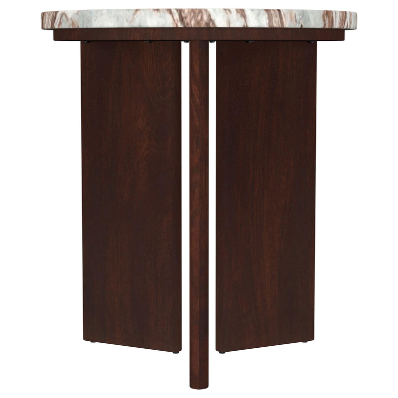 Jenna 2-piece Round Marble Top Coffee Table Set Brown - 706168-S2