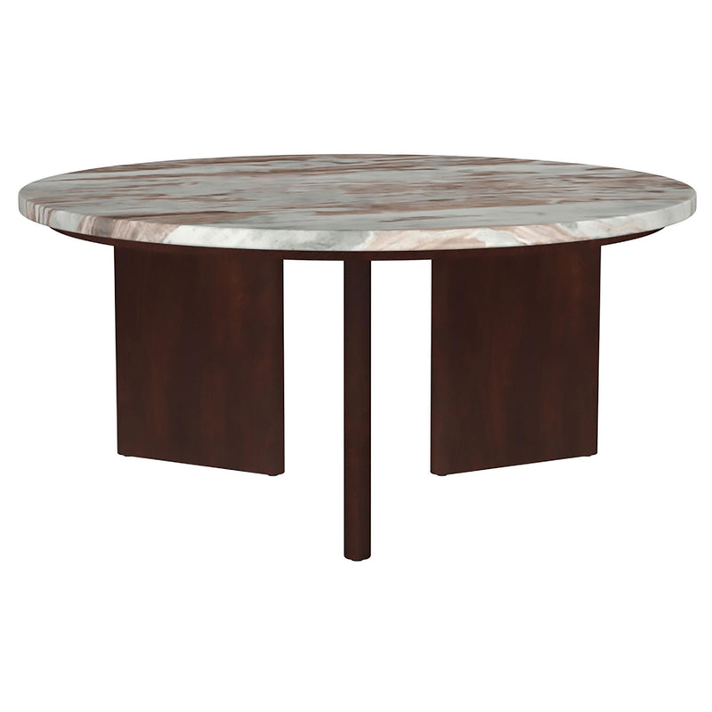 Jenna 35-inch Round Marble Top Cocktail Coffee Table Brown - 706168