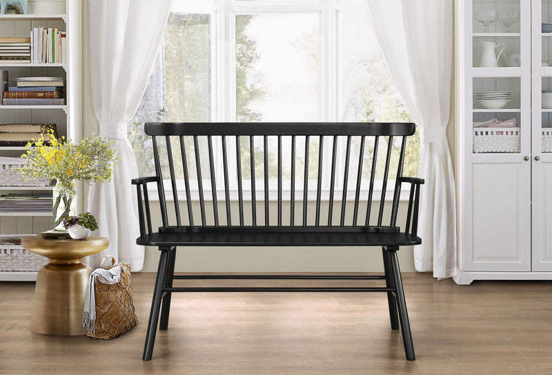 Jerimiah Spindleback Black Bench - Lara FurnitureAccent Bench