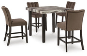 Jeshina Dark Brown Counter Height Dining Table and 4 Barstools - PCD581D3