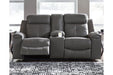 Jesolo Dark Gray Reclining Loveseat with Console - Gate FurnitureLoveseat