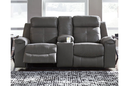 Jesolo Dark Gray Reclining Loveseat with Console - Gate FurnitureLoveseat
