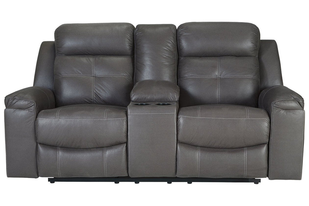 Jesolo Dark Gray Reclining Loveseat with Console - Gate FurnitureLoveseat