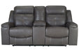 Jesolo Dark Gray Reclining Loveseat with Console - Gate FurnitureLoveseat
