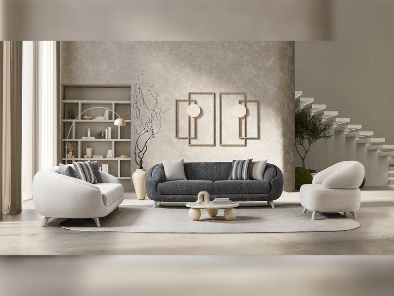 Jesse 3-pieces (Sofa & Loveseat & Chair) Livingroom Set - Cream in Cream - 200-ST-SOFT03-CR-321