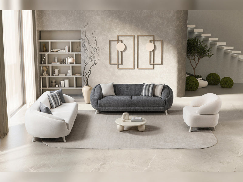 Jesse 3-pieces (Sofa & Loveseat & Chair) Livingroom Set - Cream in Cream - 200-ST-SOFT03-CR-321