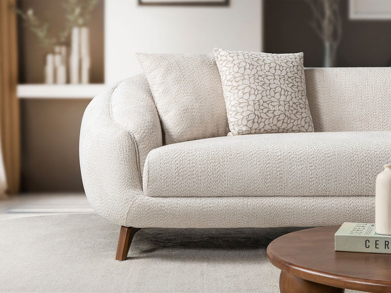 Jesse Sectional Sofa - Walnut in Cream - 200-ST-JES-İSTANBUL01-WAL-S