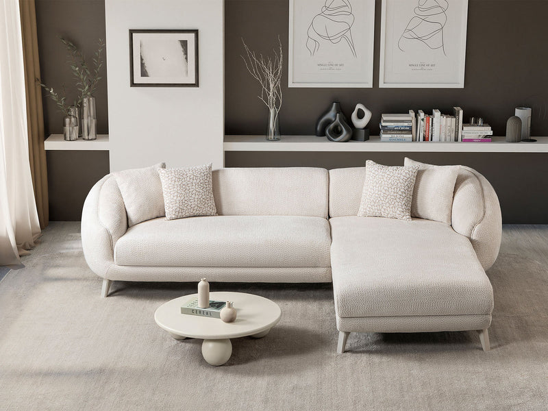 Jesse Sectional Sofa - Walnut in Cream - 200-ST-JES-İSTANBUL01-WAL-S