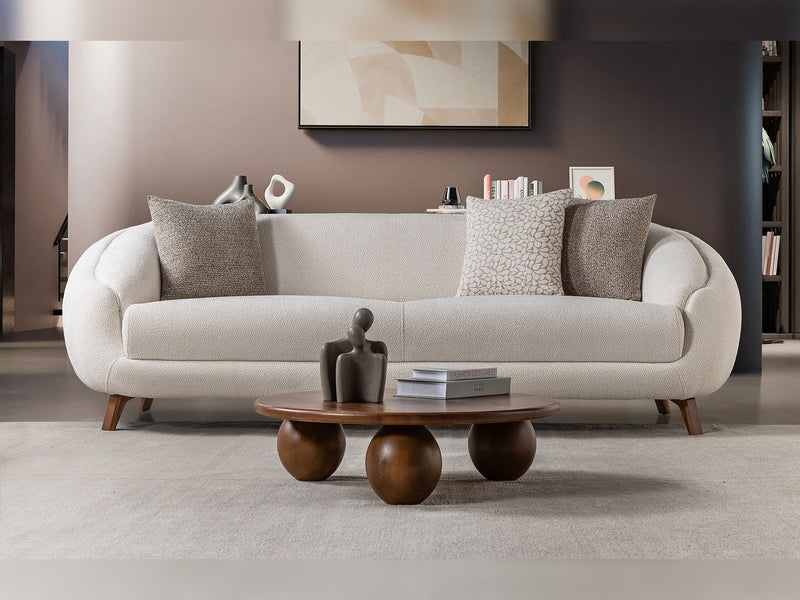 Jesse Stationary Loveseat - Walnut in Cream - 200-ST-SOFT03-WL-2