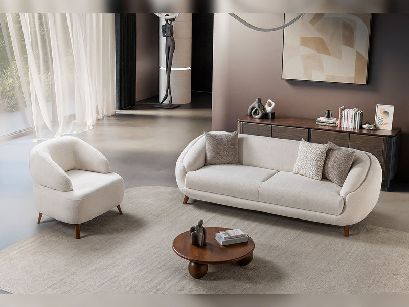 Jesse Stationary Sofa - Cream in Cream - 200-ST-SOFT03-CR-3