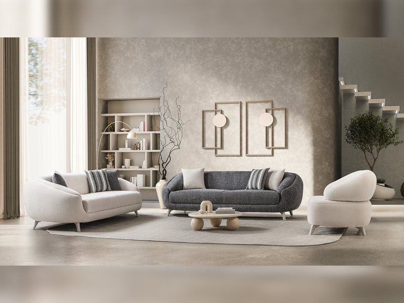 Jesse Stationary Sofa - Cream in Cream - 200-ST-SOFT03-CR-3