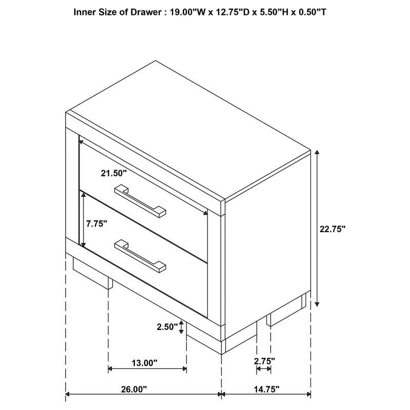 Jessica 2-drawer Nightstand Snow White - 202992