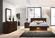 Jessica 4-piece Eastern King LED Bedroom Set Cappuccino - 200711KE-S4