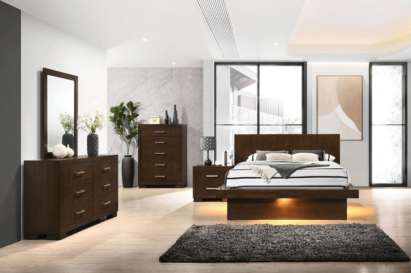 Jessica 5-piece Eastern King LED Bedroom Set Cappuccino - 200711KE-S5