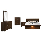 Jessica 5-piece Queen LED Bedroom Set Cappuccino - 200711Q-S5