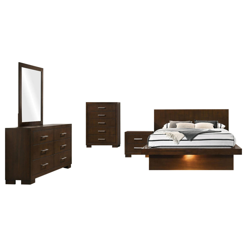 Jessica 5-piece Queen LED Bedroom Set Cappuccino - 200711Q-S5