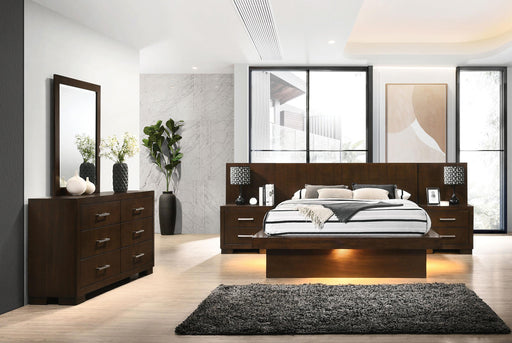 Jessica 5-piece Queen LED Bedroom Set Cappuccino - 200711Q-S5P