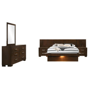 Jessica 5-piece Queen LED Bedroom Set Cappuccino - 200711Q-S5P